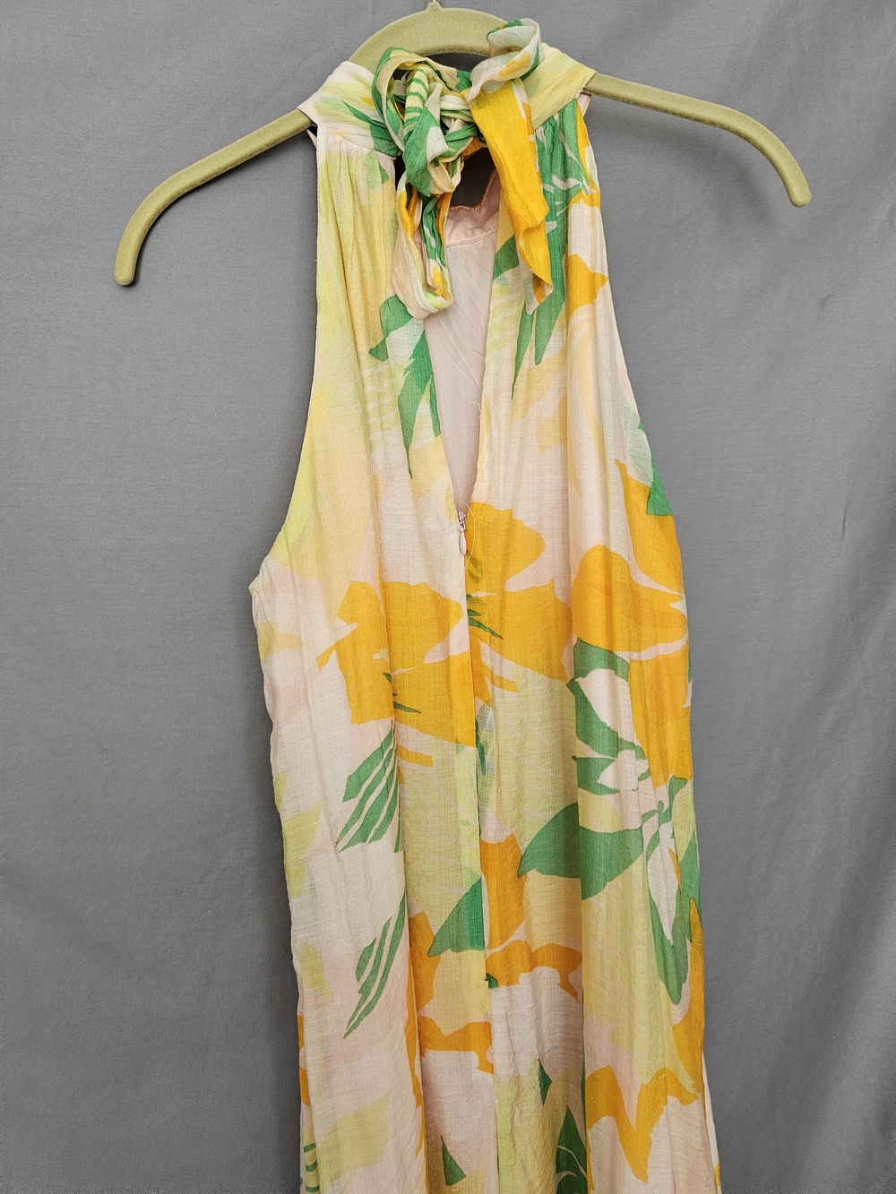 Cynthia Steffe Yellow and Green Floral Halter Maxi Dress - Picture 8 of 11